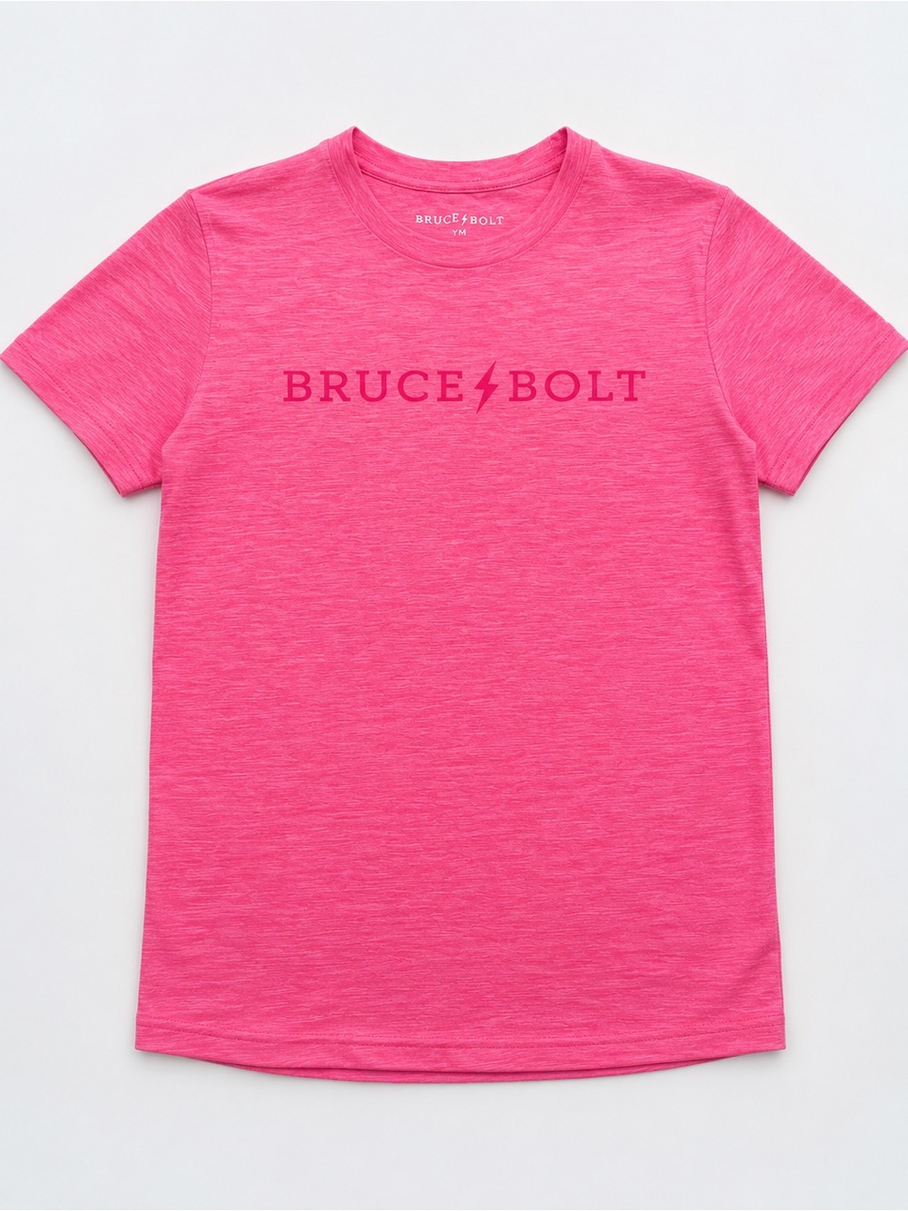 Bruce Bolt Kids' Short Sleeve Logo Tee in Hot Pink